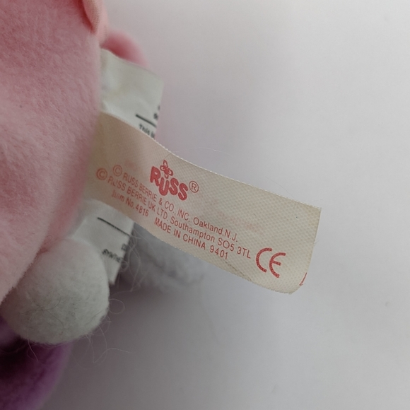 Russ Plush Bunny Clown Jester Pink Purple Floppy Small Stuffed Animal - Picture 3 of 3